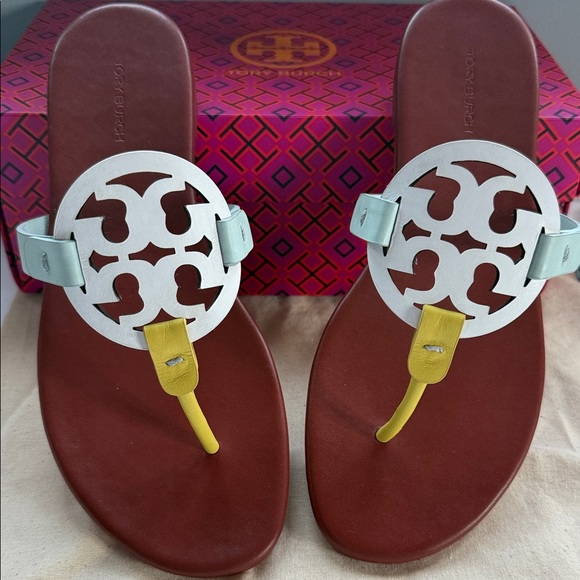 Tory Burch Brown Sandals with Yellow Accent - Picture 1 of 3